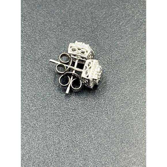 Allure SK9 Sterling Silver 925 Halo Style Diamond Square Stud Earrings 7mm - Picture 10 of 13